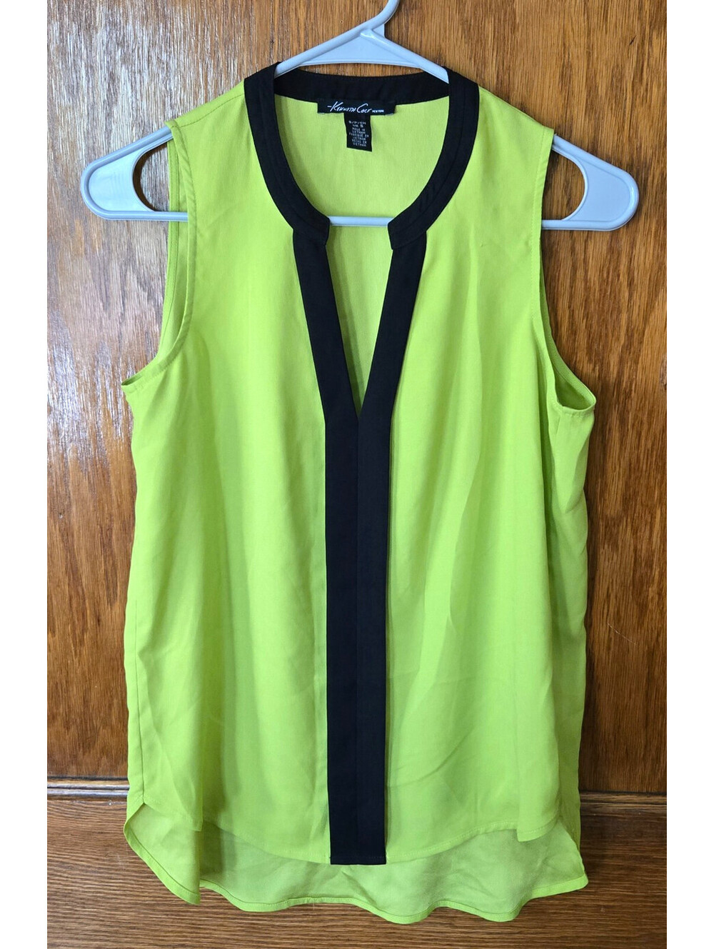 Kenneth Cole Neon Green Sleeveless Blouse Women's Size Small